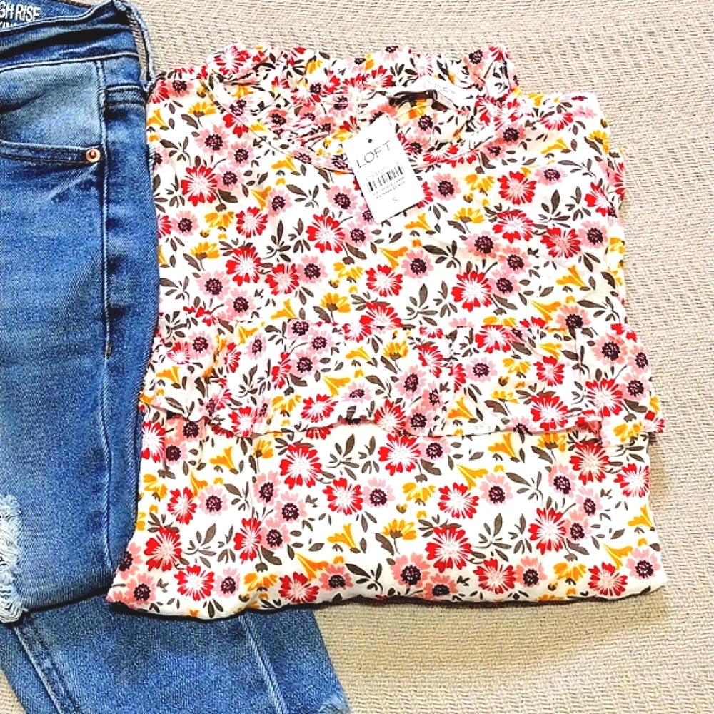 NWT Loft Floral long sleeve blouse